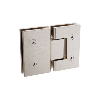 100x70cm Corner Frameless Shower Screen with Nickel Brackets and SS Hinges, Square Double Pull Handle