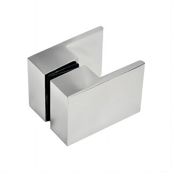 110x70cm Corner Frameless Shower Screen with Chrome Wall & Floor F-Brackets and SS Hinges, Square Double Pull Handle