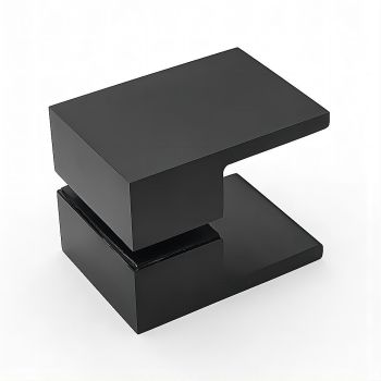 110x110cm Corner Frameless Shower Screen with Black Wall & Floor F-Brackets and SS Hinges, Square Double Pull Handle