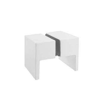 120x90cm Corner Frameless Shower Screen with White Wall & Floor F-Brackets and SS Hinges, Square Double Pull Handle