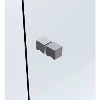 90x90cm Gunmetal Corner Frameless Shower Screen with Wall Channel Brackets, Stainless Steel Hinges & Square Knob Handle