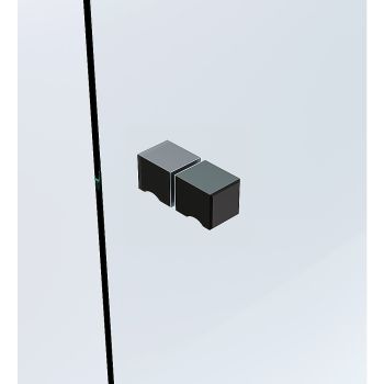 110x70cm Black Corner Frameless Shower Screen with Wall Channel Brackets, Stainless Steel Hinges & Square Knob Handle