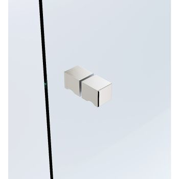 110x70cm Corner Frameless Shower Screen with Nickel Channel and SS Hinges, Square Knob Handle
