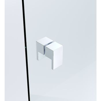 110x80cm Chrome Corner Frameless Shower Screen with Wall Channel Brackets, Stainless Steel Hinges & Square Double Pull Handle