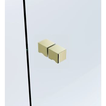 110x100cm Corner Frameless Shower Screen – Gold Wall Channel with Brass Hinges & Square Knob Handle