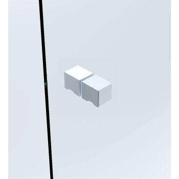 110x100cm Corner Frameless Shower Screen – White Wall Channel with Brass Hinges & Square Knob Handle