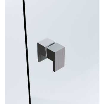100x70cm Corner Frameless Shower Screen – Gunmetal Wall Channel with Brass Hinges & Square Double Pull Handle