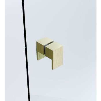 120x100cm Corner Frameless Shower Screen – Gold Wall Channel with Brass Hinges & Square Double Pull Handle