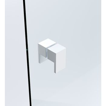 120x120cm Corner Frameless Shower Screen – White Wall Channel with Brass Hinges & Square Double Pull Handle