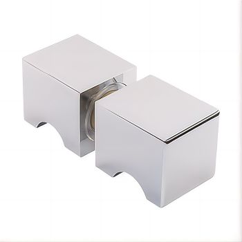 120x120cm Double Door Corner Shower Screen – Chrome Wall U-Brackets, Brass Hinges & Square knob Handle