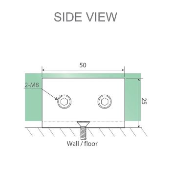 110cm Reeded Single Shower Glass Screen with Black Wall U-Brackets
