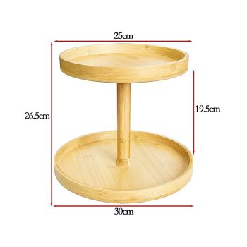 2-Tier Bamboo Lazy Susan Turntable Organizer for Kitchen Counter Cabinet