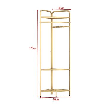 Corner Gold Clothing Rack Clothes Bedroom Storage