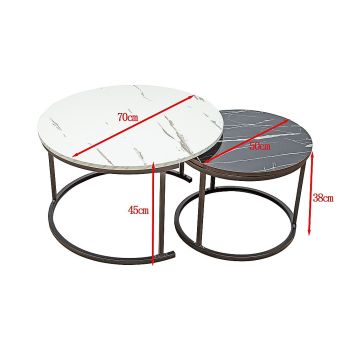 Coffee Table Round Marble Nesting Side Furniture