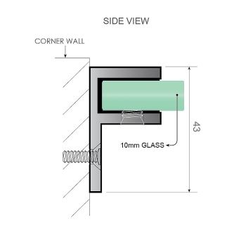 120x200cm Single Shower Glass Screen with White Wall & Floor F Brackets