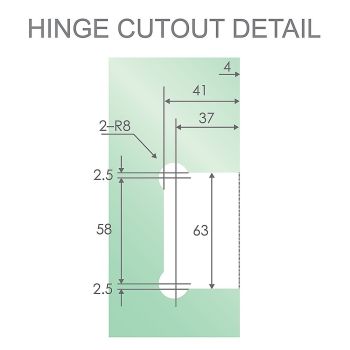 90° Stainless steel Glass Shower Door L-Hinge in Gunmetal
