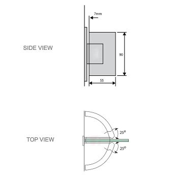 90° Stainless steel Glass Shower Door L-Hinge in Nickel