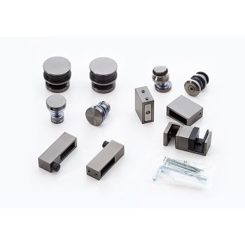 Hardware Accessories for Frameless Glass Sliding Door Shower Screen in Gunmetal