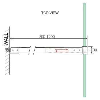 Glass Shower Screen Round Stabilising Pole in Gunmetal