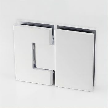 110x90cm Corner Frameless Shower Screen – White Wall & Floor U-Brackets with SS Hinges for Contemporary Bathrooms