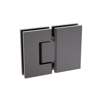 100x90cm Corner Frameless Shower Screen with Gunmetal Brackets and Brass Hinges - Wall & Floor U-Brackets