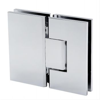 110x90cm Corner Frameless Shower Screen with Chrome Brackets and Brass Hinges - Wall U-Brackets