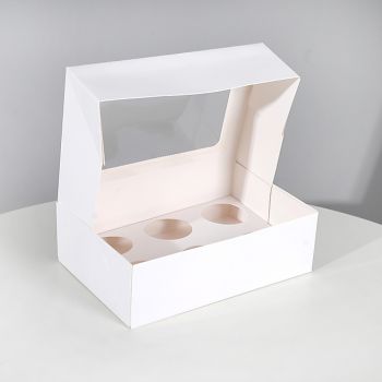 Cupcake Box 6 Holes Window Cake Party Favour 100 Boxes