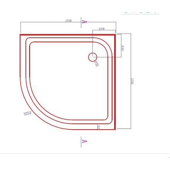 100x100cm Rounded Curved Shower Base in White