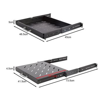 Sliding Rack Server Shelf 1U 19" 4 Post Mount – Adjustable 15" to 22" Rack Tray