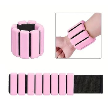 2-Piece Ankle & Wrist Weights – 1kg Pair Adjustable Workout Bangles (Pink)