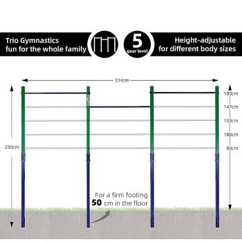 Triple Outdoor Pull-Up Bar – Height Adjustable Gymnastics & Fitness Bar