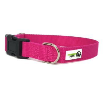 100% Pure Bamboo Fibre Dog Collar Plastic Buckle - Moondidley Pets Large Pink