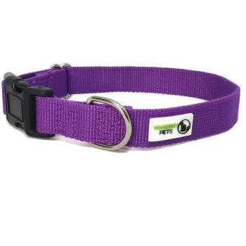 100% Pure Bamboo Fibre Dog Collar Plastic Buckle - Moondidley Pets Large Purple