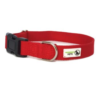 100% Pure Bamboo Fibre Dog Collar Plastic Buckle - Moondidley Pets Large Red