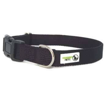 100% Pure Bamboo Fibre Dog Collar Plastic Buckle - Moondidley Pets Medium Black