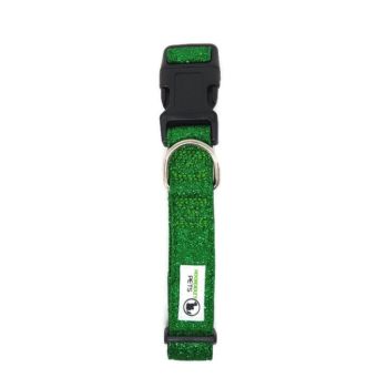 Bling Glitter Overlay Nylon Dog Collar Breakaway Buckle - Moondidley Pets Medium Green