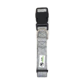 Bling Glitter Overlay Nylon Dog Collar Breakaway Buckle - Moondidley Pets Medium Silver