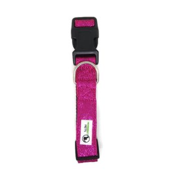 Bling Glitter Overlay Nylon Dog Collar Breakaway Buckle - Moondidley Pets X-Large Hot Pink