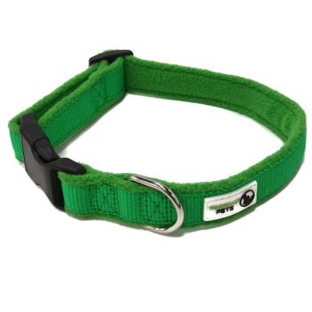 100% Pure Bamboo Fibre w/Fleece Lining Dog Collar Plastic Buckle - Moondidley Pets Large Green