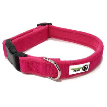 100% Pure Bamboo Fibre w/Fleece Lining Dog Collar Plastic Buckle - Moondidley Pets Large Pink