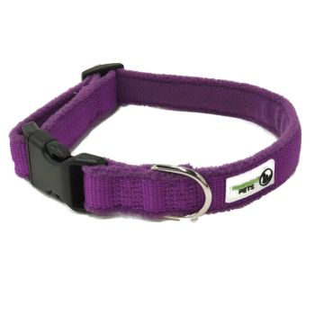 100% Pure Bamboo Fibre w/Fleece Lining Dog Collar Plastic Buckle - Moondidley Pets Large Purple