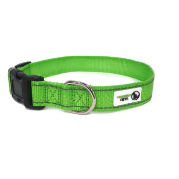 Nylon w/Reflective Stitching Dog Collar X-Large Green - Moondidley Pets