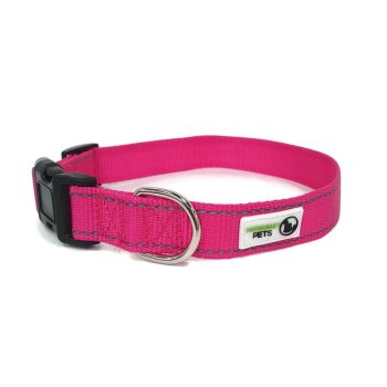 Nylon w/Reflective Stitching Dog Collar X-Large Pink - Moondidley Pets