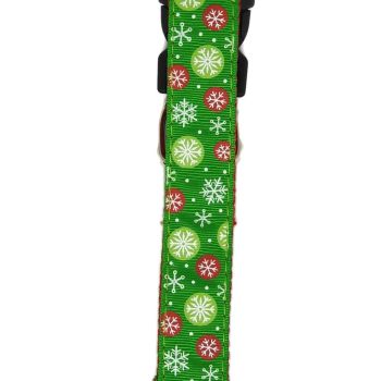 Christmas Dog Collars Adjustable - Moondidley Pets Large Green Snow Flakes