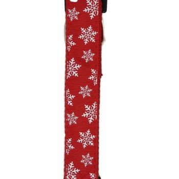 Christmas Dog Collars Adjustable - Moondidley Pets Large Red Snow Flakes