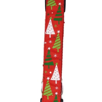 Christmas Dog Collars Adjustable - Moondidley Pets Large Red Xmas Trees