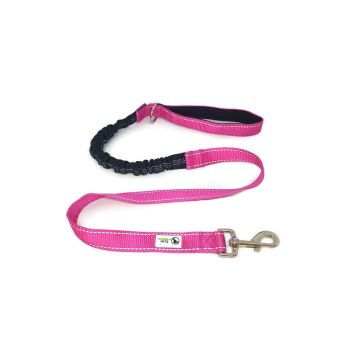 Bungee Dog Lead Nylon w/Reflective Stitching- Moondidley Pets Pink