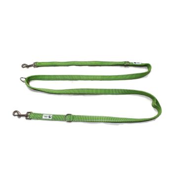 Multi Dog Lead - Nylon w/Reflective Stitching - Double Clip ,Coupler, Waist Belt, Short/Long, Quicktie - Moondidley Pets 20mm Green