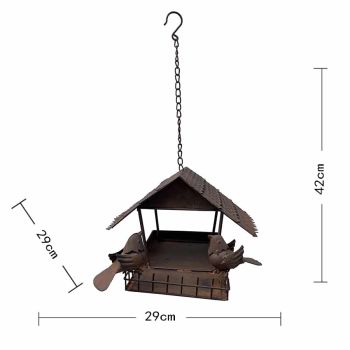 Rust Hanging Birdhouse w 2 Birds 42cm