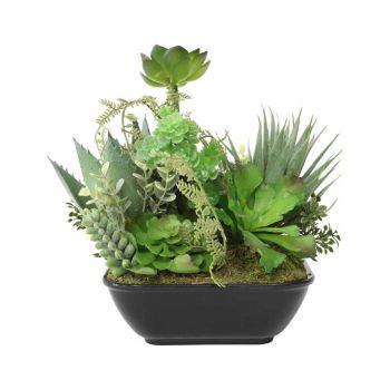 Set 2 Asst Potted Artificial Succulents 19cm